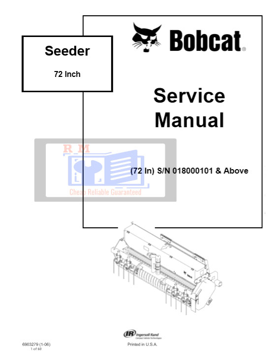 Bobcat Seeder 72-inch service manual, providing essential repair instructions and maintenance information