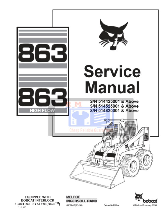 Detailed repair manual for Bobcat 863 and 863H skid steers, focusing on service procedures and maintenance practices