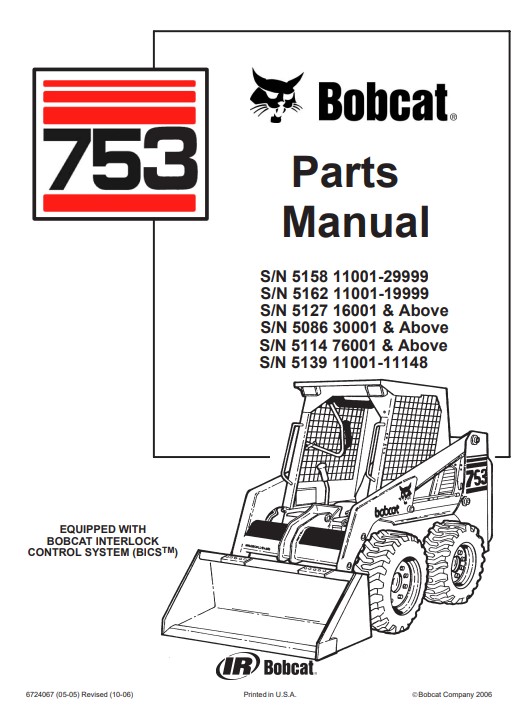 Comprehensive parts manual for Bobcat 753 and 753H Skid Steer, providing essential information for repairs and maintenance