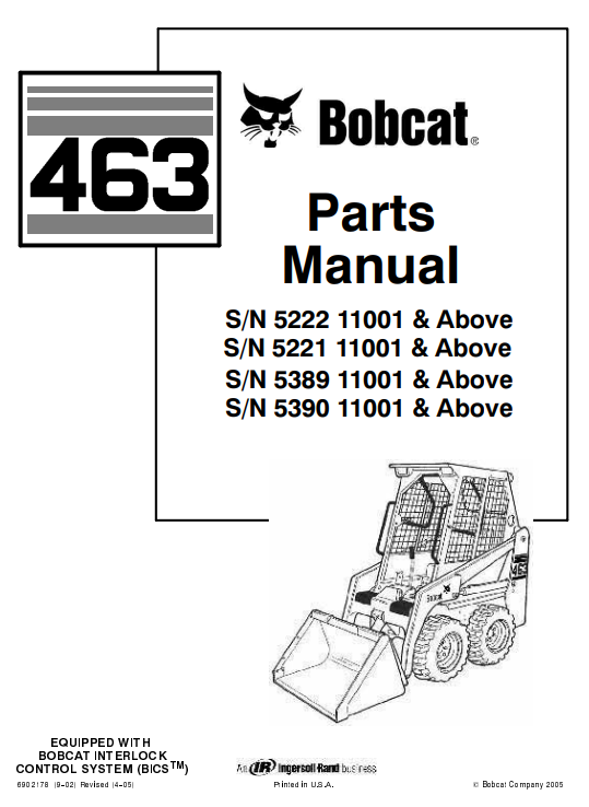 Detailed parts manual for Bobcat 463 Skidsteer, essential for understanding components and performing maintenance tasks.