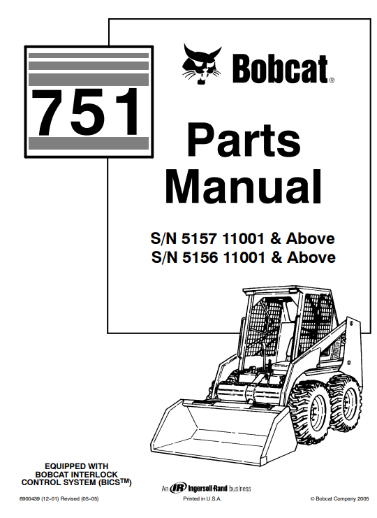 Detailed parts manual for Bobcat 751 Skidsteer, essential for understanding components and performing maintenance tasks.