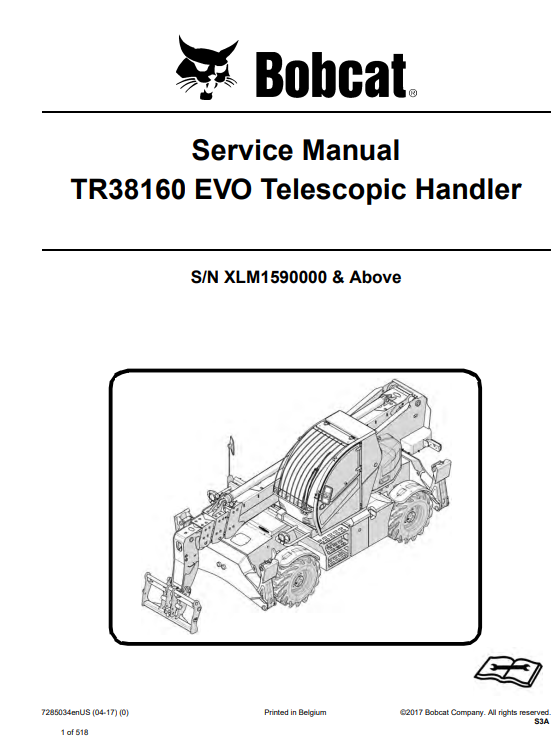 Detailed repair manual for Bobcat TR38160 EVO telescopic handler, focusing on service and maintenance
