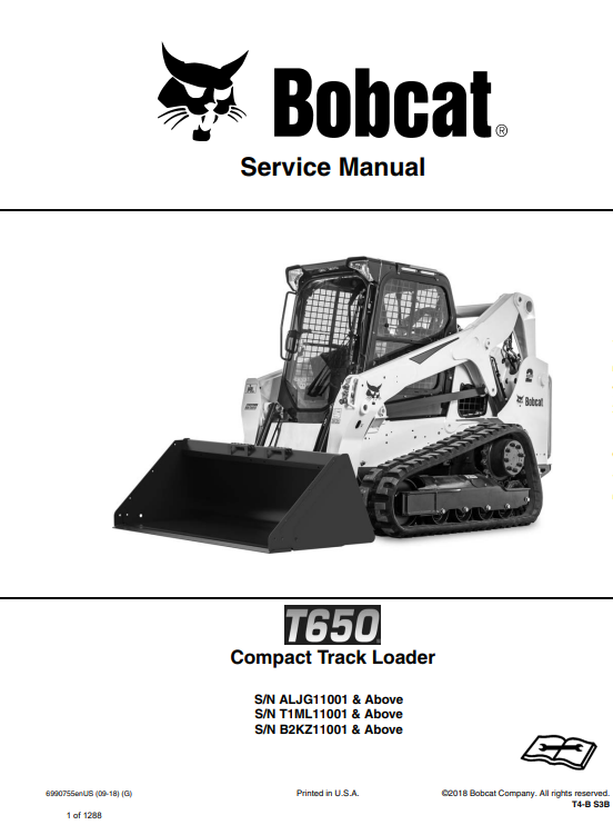Detailed service repair manual for the Bobcat T650 Compact Track Loader, focusing on maintenance and operational procedures