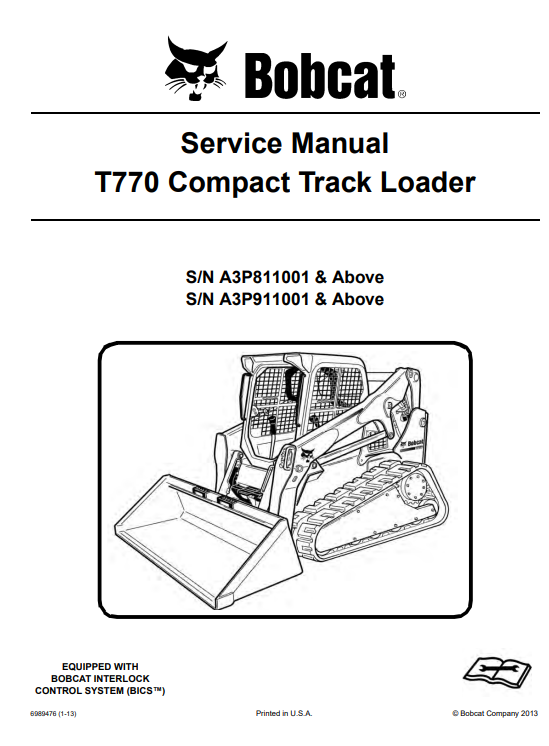 Bobcat T770 Compact Track Loader manual, providing essential operational and maintenance guidelines for effective use.