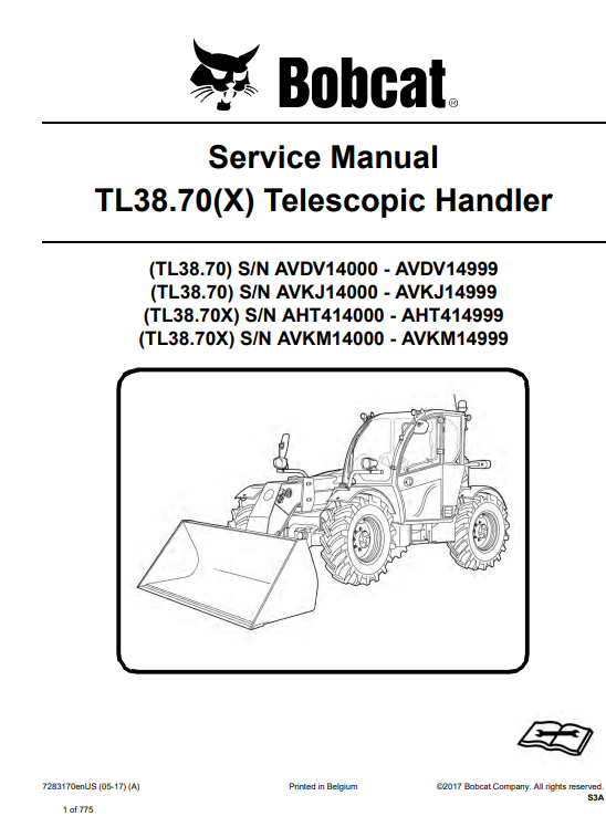 Detailed service repair manual for the Bobcat TL38.70(X) telescopic handler, focusing on maintenance and repair techniques