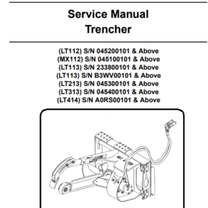 Bobcat LT112, MX112, LT113, LT213, LT313, LT414 Trencher Service Repair Manual