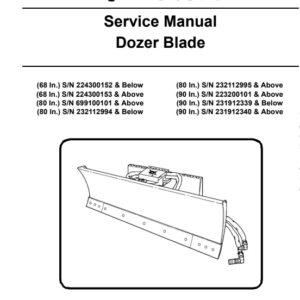 Bobcat Dozer Blade 68, 80, 90 Inch Service Repair Manual