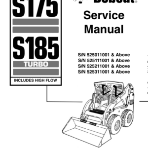 Bobcat S175, S185 Turbo SkidSteer Loader Service Repair Manual