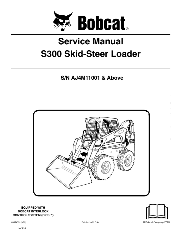 Detailed service repair manual for the Bobcat S300 SkidSteer Loader, focusing on maintenance and operational procedures
