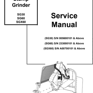 Bobcat Stump Grinder SG30, SG60, SGX60 Service Repair Manual