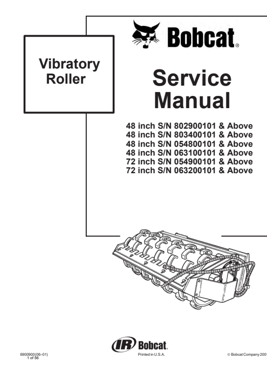 Bobcat vibratory roller service manual, providing essential repair instructions and maintenance information